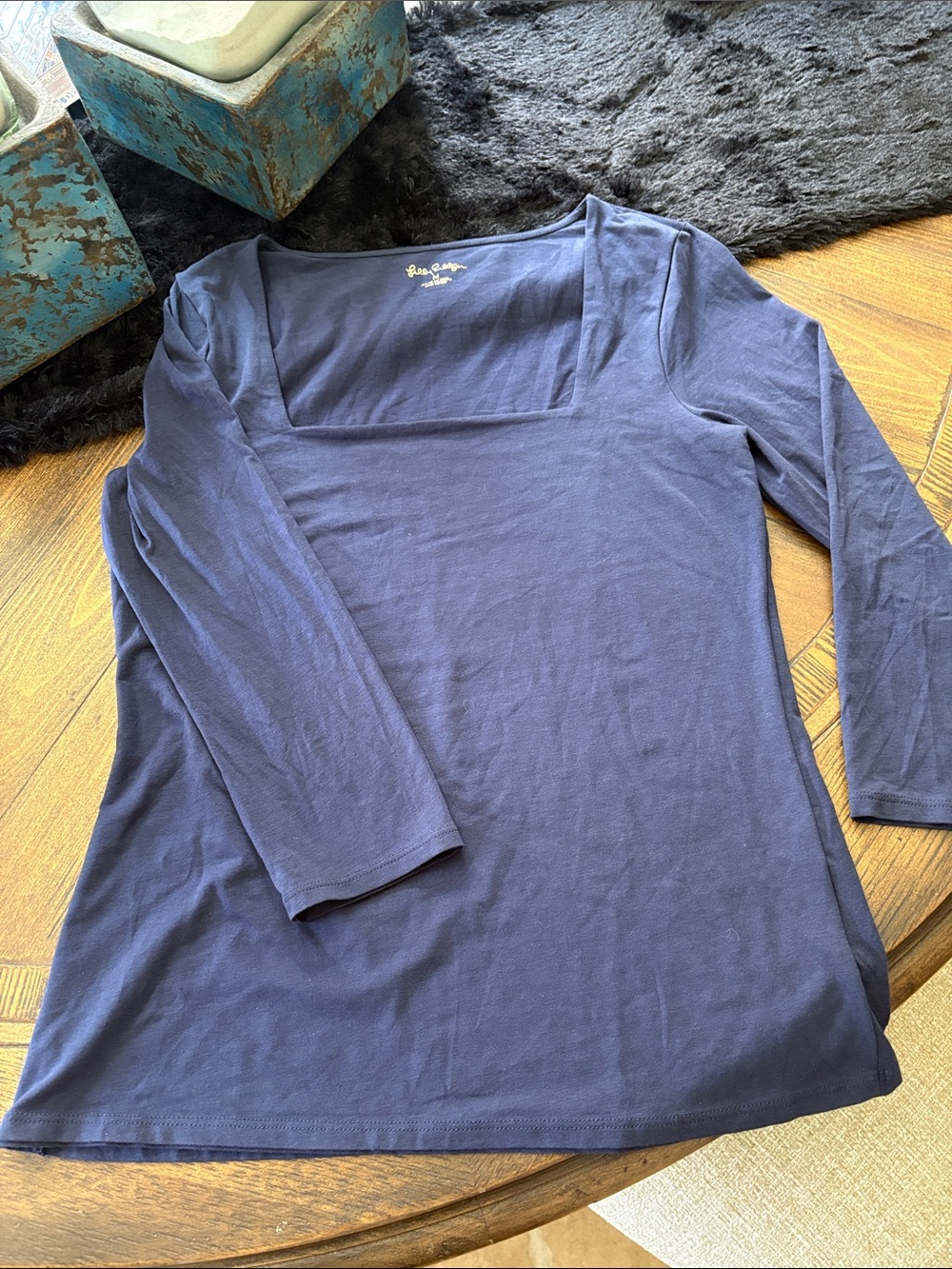 Lilly Pulitzer Square Neck 3/4 sleeve Top Size M